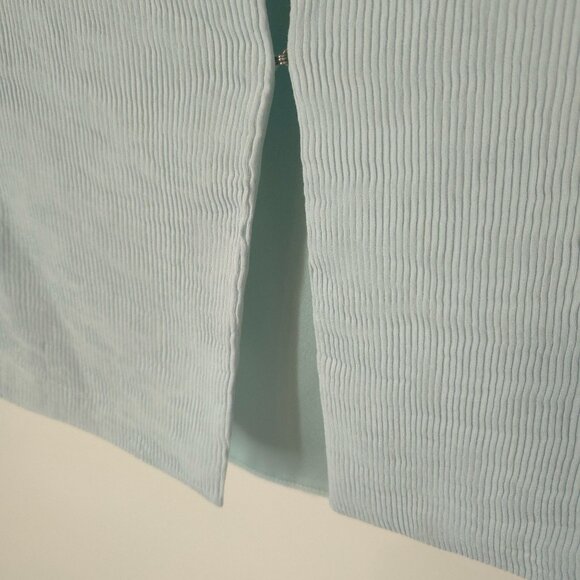 Staud Blue Ribbed Florence Top Cropped Slit Back Short Sleeve Women's Size Small - Picture 9 of 12